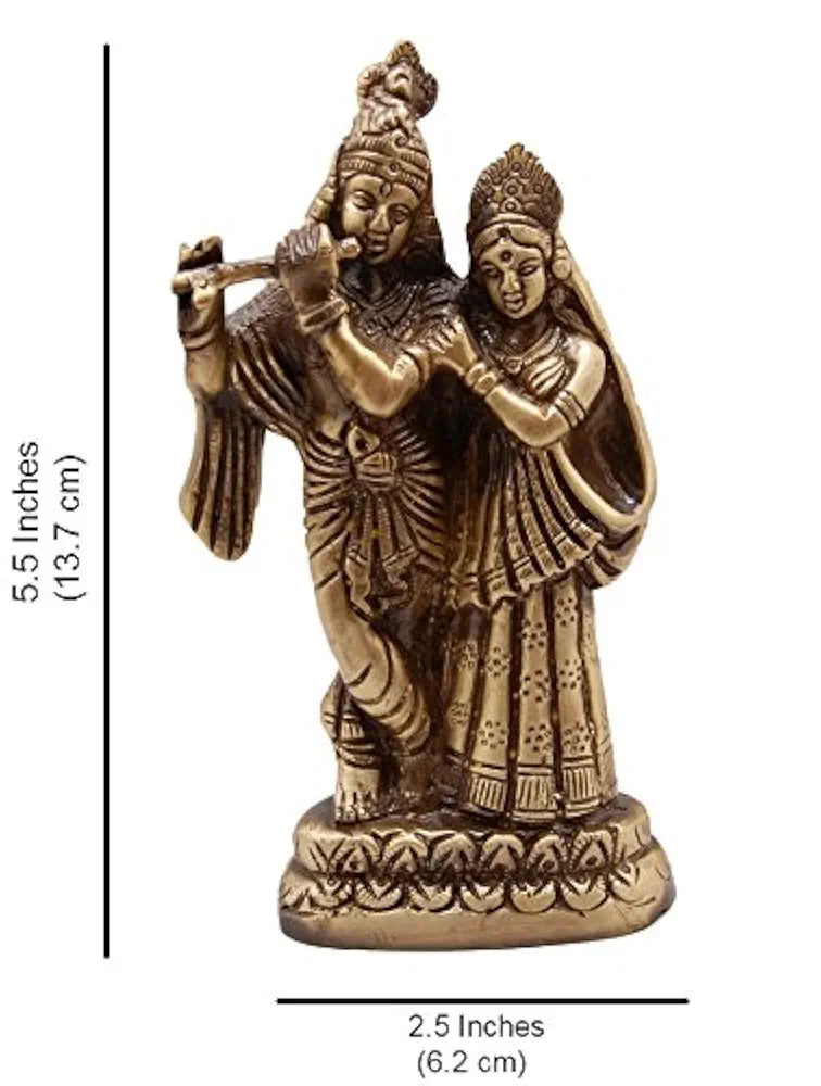 Two Moustaches Brass Radha Krishna Pair Idol