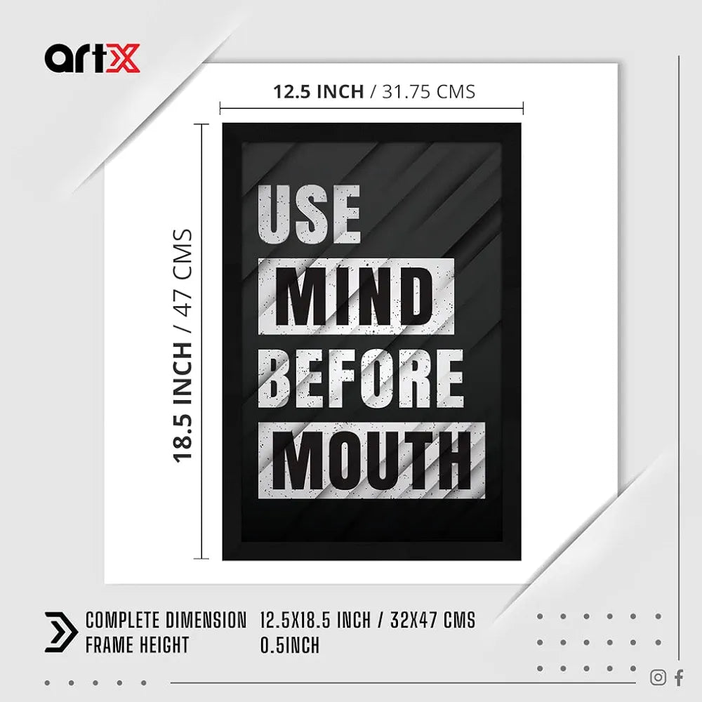 ArtX Paper Use Mind Motivational Quotes Framed Wall Art Painting