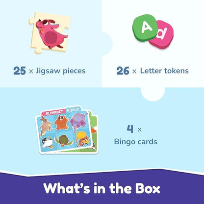 Bloomingo Learning Kit | Abc With Animals - Learn the Alphabets | Fun Bingo Cards and Animal Puzzles
