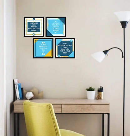 ArtX Paper Motivational Quotes AXJ00143-MOT You Can Do It Wall Art Painting Set of 4