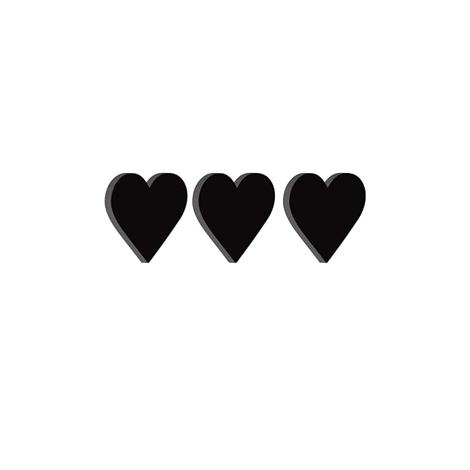Ecraftindia Set of 3 Hearts Black Engineered Wood Wall Art Cutout | Ready to Hang Home Decor