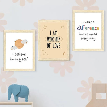 ArtX Paper Motivational-03 Quotes Wall Posters Cartoon Animals Wall Frame A4 Size Multicolor Synthetic Wood Set Of 6