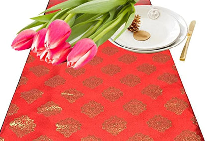 Pink Parrot 1-piece Polyester Dopian Silk Table Runner Colour Red
