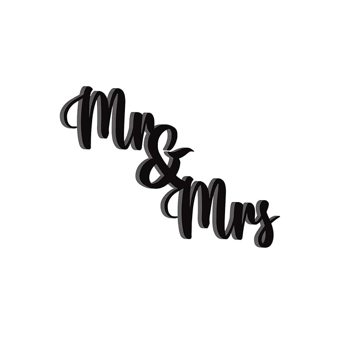 Ecraftindia Mr & Mrs Black Engineered Wood Cutout Wall Art Decor | Wooden Wall Decor Items