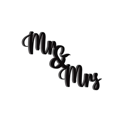 Ecraftindia Mr & Mrs Black Engineered Wood Cutout Wall Art Decor | Wooden Wall Decor Items