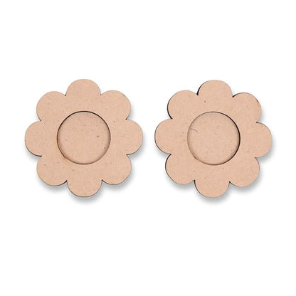 Hobby India 10 Pieces Mdf Wooden Flower Tealight Candle Holder for Home and Office Decoration