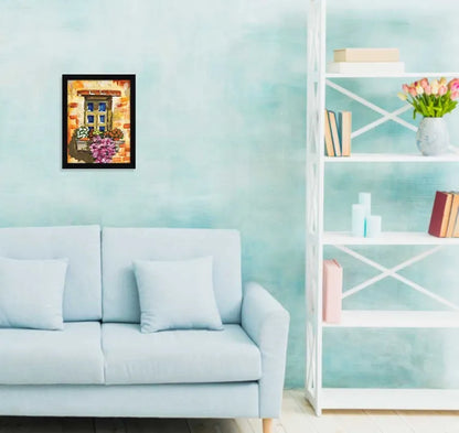 ArtX Paper Vintage House Bloomy Window Frame Wall Art Painting