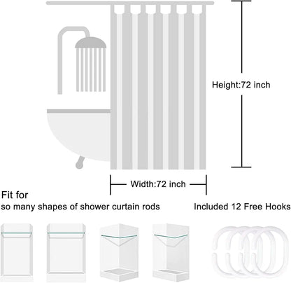 Homethreads Embrace Luxury with Our 6-Feet Long Premium Peva Shower Curtain with 12 Hooks for a Lavish Bathroom Ambiance Stylish, Splendid, and Perfectly Sized Grey Colour