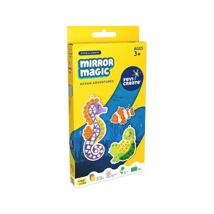Fevicreate Stick-n-Create Mirror Magic Ocean Adventures Kit | Multi-Coloured Sparkly Stickers | Ocean Creature Templates | Travel Friendly | Boosts Creativity | Screen-Free Play | Gifting | Ages 3 +