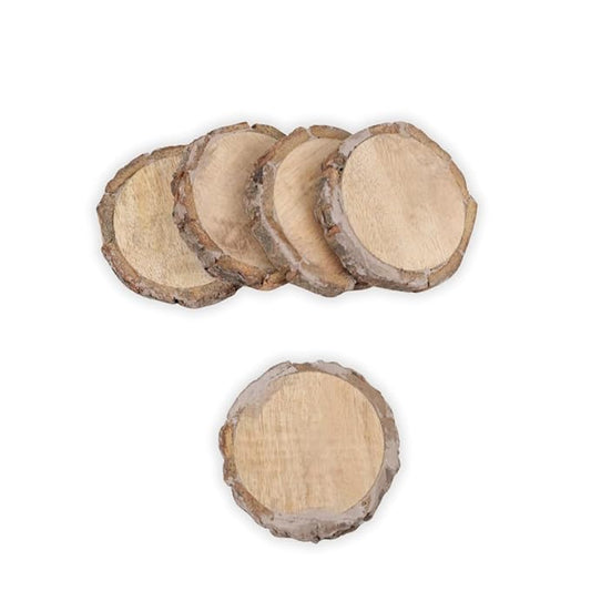 Hobby India Natural Mango Wooden Round Diy Craft Coasters for Your Drinks | Beverages & Bar Glasses