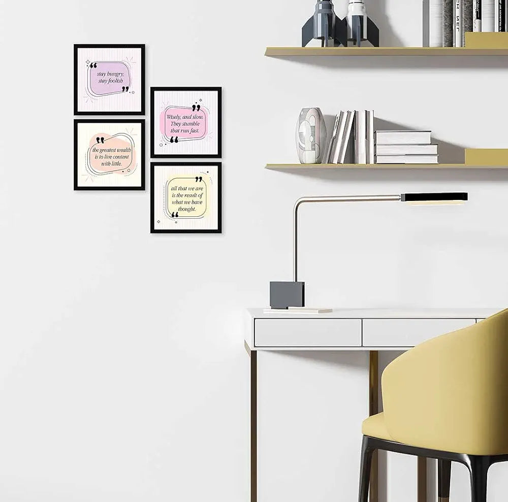 ArtX Paper Motivational Quotes Stay Hungry Stay Foolish Wall Art Painting With Frame Set of 4