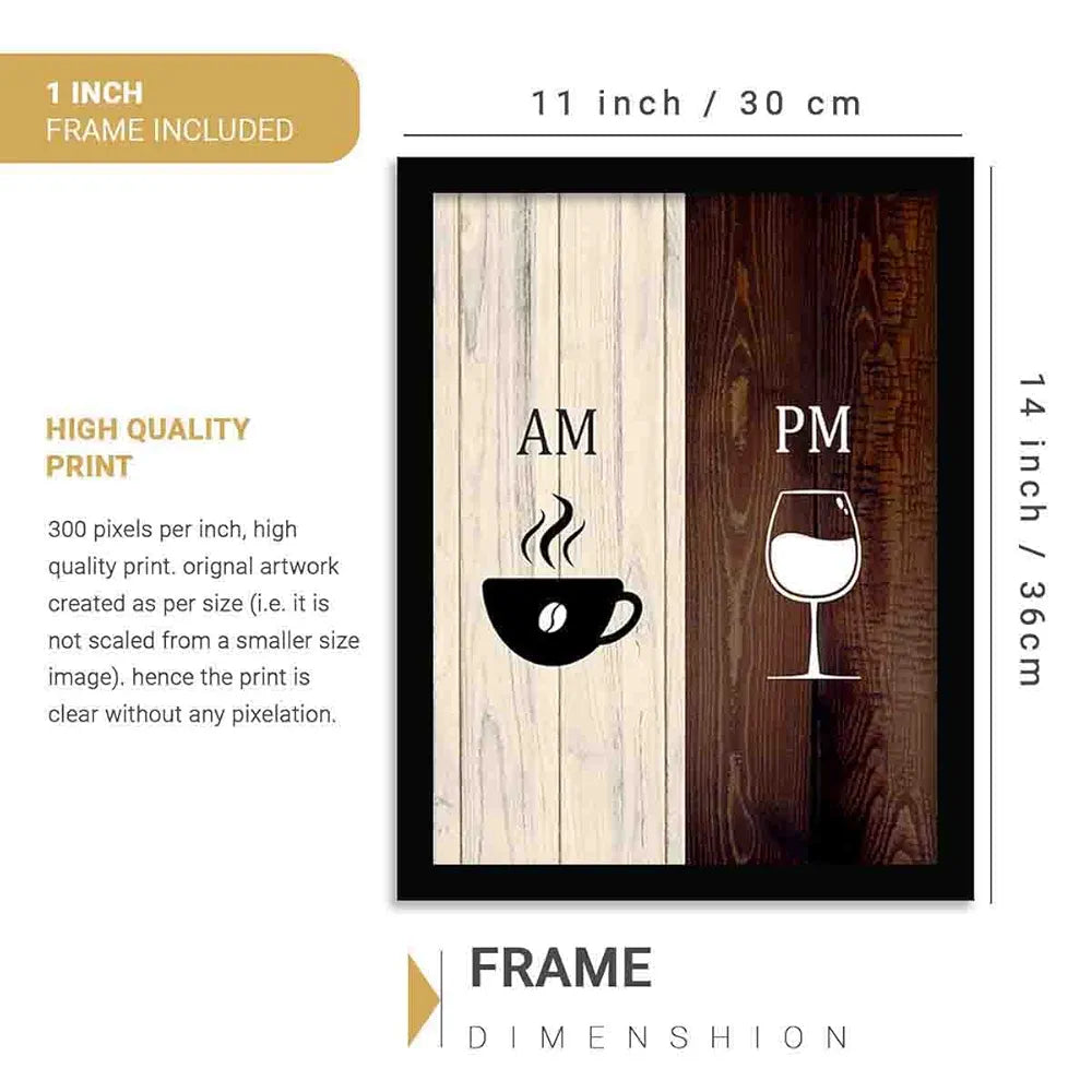 Kotart Engineered Wood AM-PM  Cooking Quotes Kitchen Wall Posters With Frame