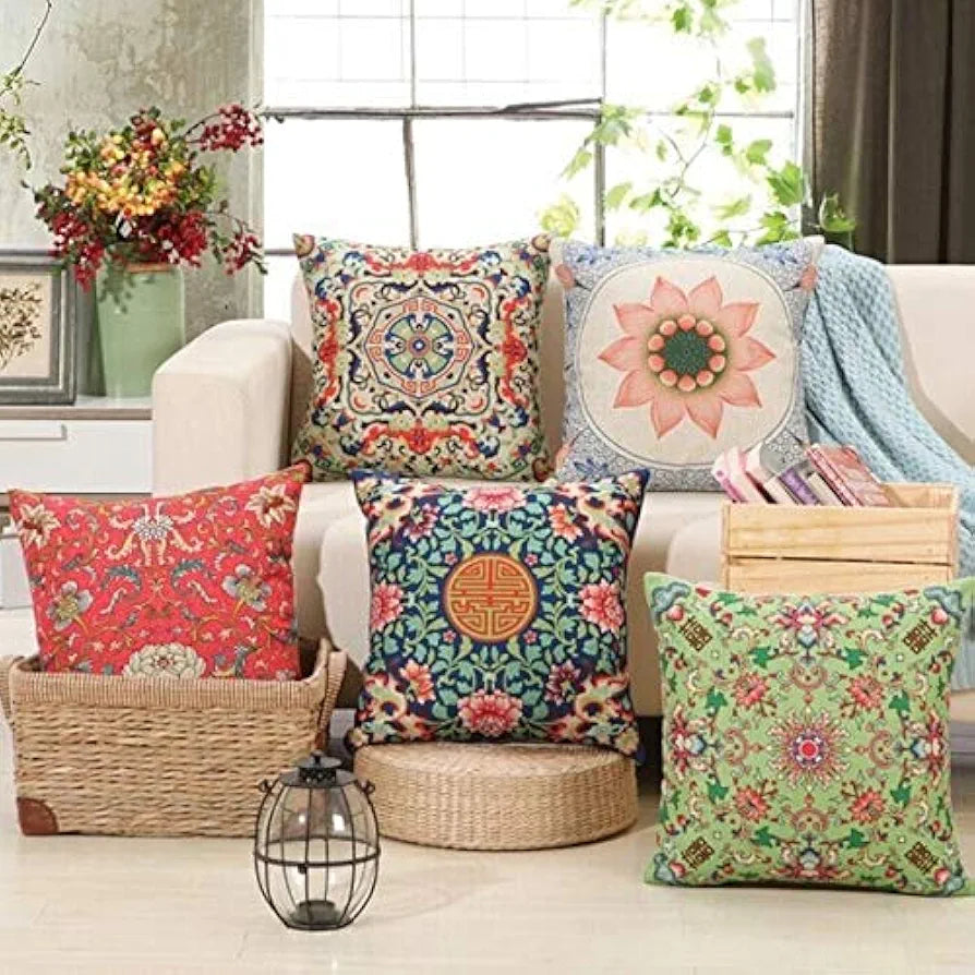 Aerohaven Premium Satin Turkish Designer Decorative Throw Pillow/Cushion Covers Set of 5 - CC65