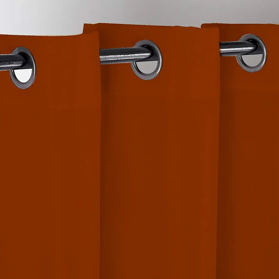 Divine Casa 7 Feet Super Satin Semi Blackout Door Curtain Orange Rust with Curtain Holder Light Filtering Panel with Metal Grommets (Pack of 1)