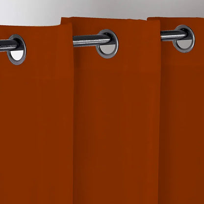 Divine Casa 7 Feet Super Satin Semi Blackout Door Curtain Orange Rust with Curtain Holder Light Filtering Panel with Metal Grommets (Pack of 1)