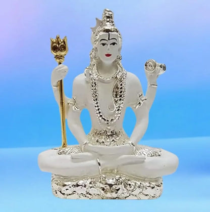 Gold Art India Resin Lord Shiva Idol White
