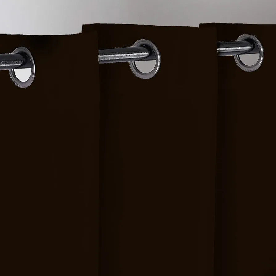 Divine Casa Premium Micro Satin Semi Blackout Door Curtains Solid Design Size 7 Feet Elegant Look & Light Control Colour Brown (Pack of 2)