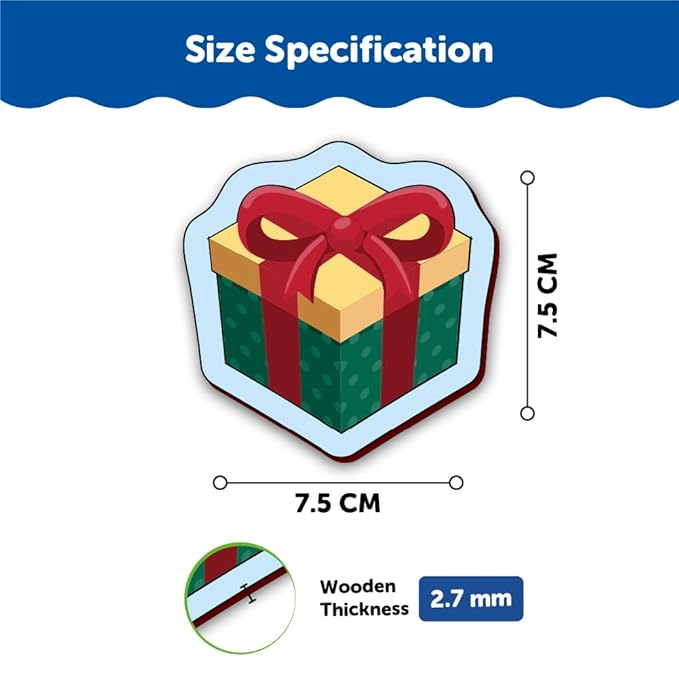 Mini Leaves Colorful Christmas Santa Claus Wooden Fridge Magnets Cut Outs Multicolor Set of 11| Festive Season Fridge Magnetic Toys