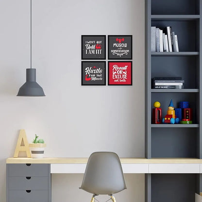 ArtX Paper Motivational I Wont Quit Gym Exercise Quotes Wall Art Painting Set of 4
