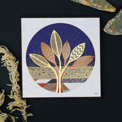 Golden Embossed Wall Painting For Home Decoration , Paintings for Living Room , Modern Art Wall Pinting, For Home Decor (12X12 INCH)