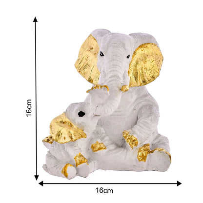 Small Elephant Family Mom and Baby Sculpture