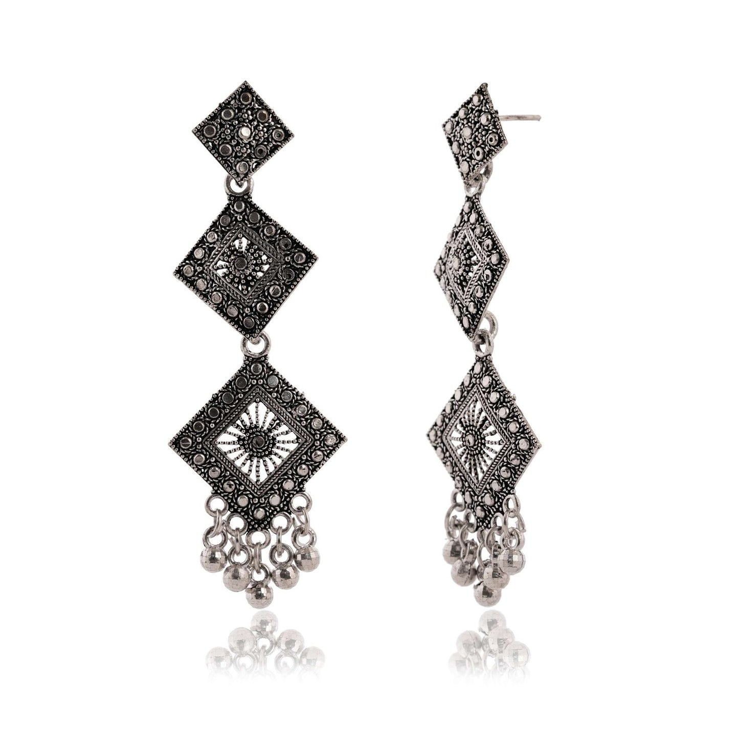 Women Traditional Silver AZ838-OXidised Jhumka Set | German Silver Chand Baliyan & Jhumkas Earrings for Women | Birthday & Anniversary Gift -AZ838-OX-ER47