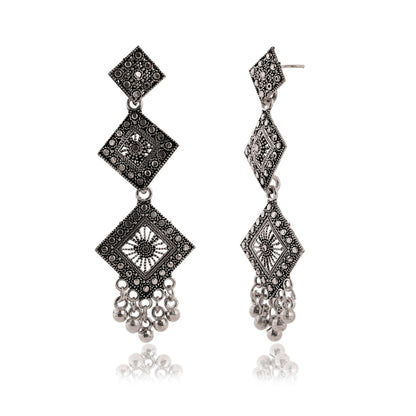 Women Traditional Silver AZ838-OXidised Jhumka Set | German Silver Chand Baliyan & Jhumkas Earrings for Women | Birthday & Anniversary Gift -AZ838-OX-ER47