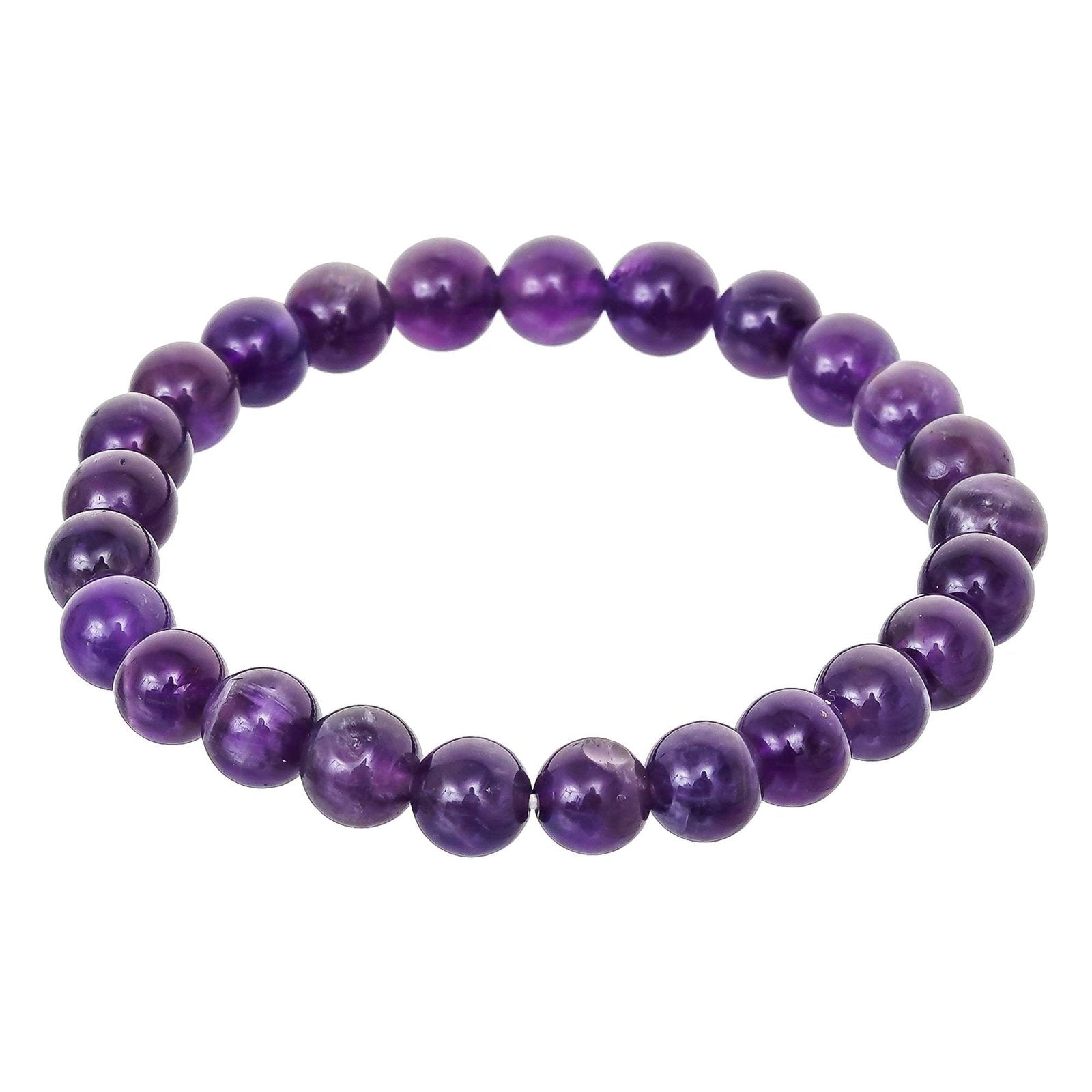Amethyst Plain Bracelet for Women Men’s Gifts – Protection Healing Crystal Bracelet – 8mm Gemstone Beaded Adjustable
