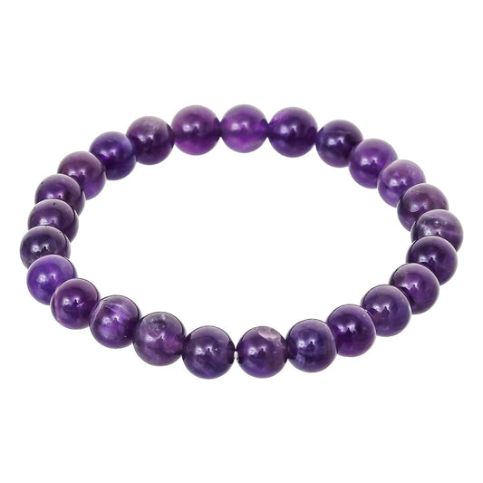 Amethyst Plain Bracelet for Women Men’s Gifts – Protection Healing Crystal Bracelet – 8mm Gemstone Beaded Adjustable