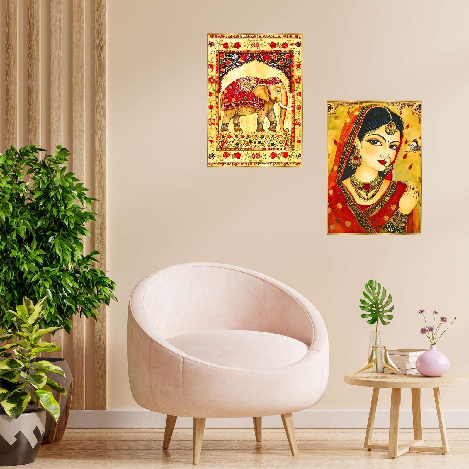 Set of Two Wall Paintings for Wall Dacoration Golden Framed Wall Paintings for Living Room & Bedroom Wall Art for Home Decoration & Office Wall Décor (14×11 inch CH-GD2-11)