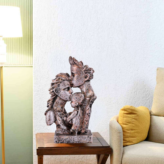 Mother and Father with Child Love white Statue showpiece for Home Decor and Gifting