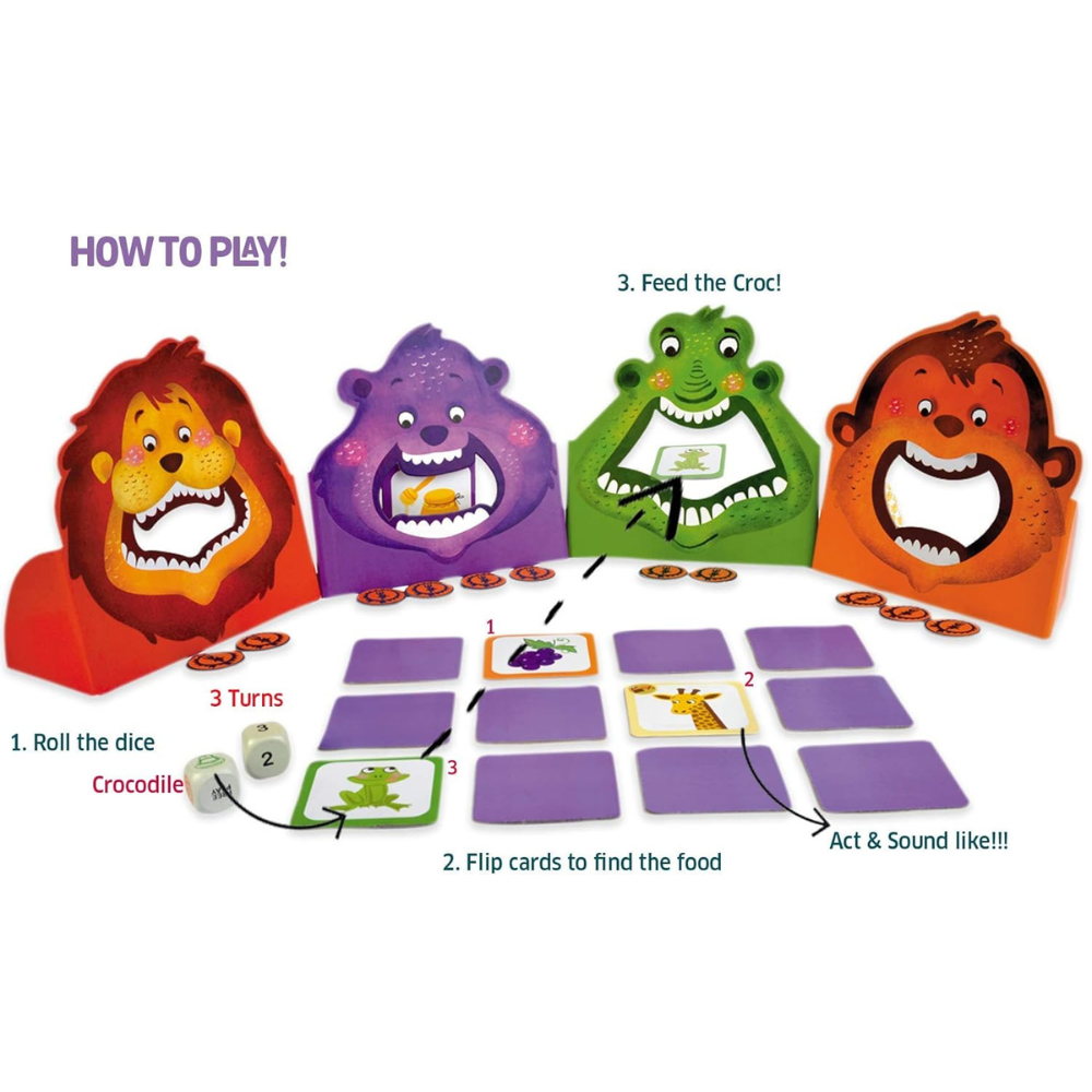 Chalk and Chuckles Hungry Four, Memory Game, Age 3-7 Years Old | Preschool Educational Activity Kit for Kids