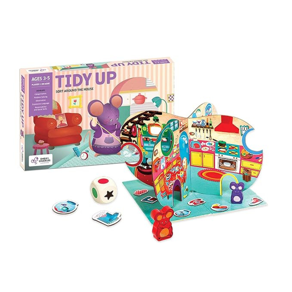 Chalk and Chuckles Tidy Up - Educational Board Game | Sorting Game for Kids | Preschool Learning Toy for Boys and Girls