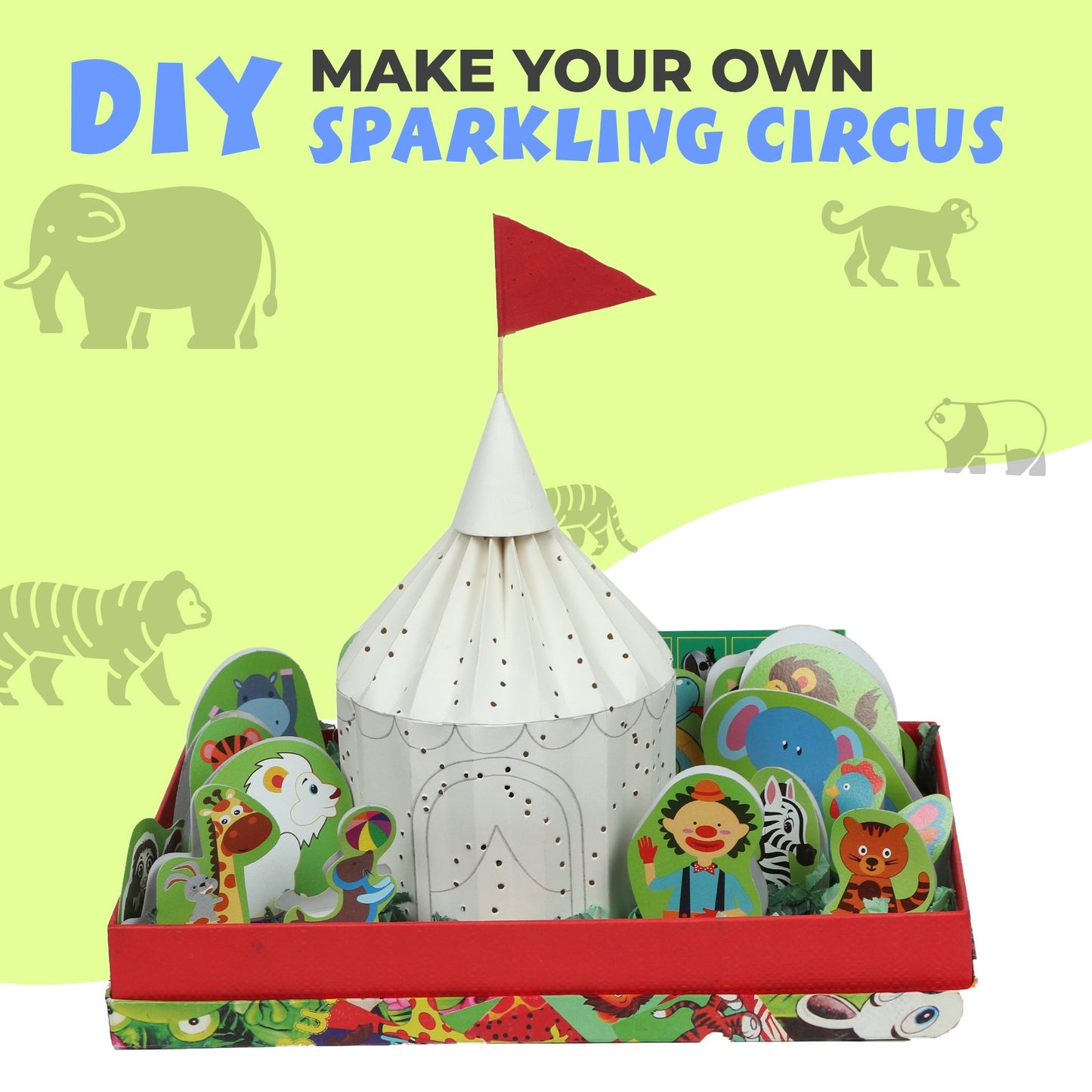 DIY make Your  own  Circus with Light- all in 1  bumper craft kit with all materials and accessories to make your own circus world, with circus, bulb, wire and accessories