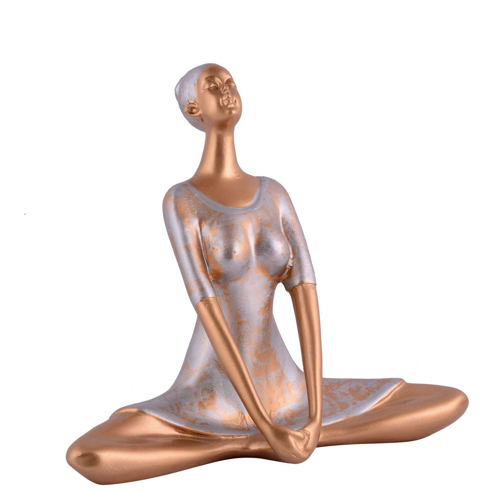 Suitable for home decor Yoga Posture Lady Statue Idol for Home Yoga Statue admirable piece of gift (Golden)