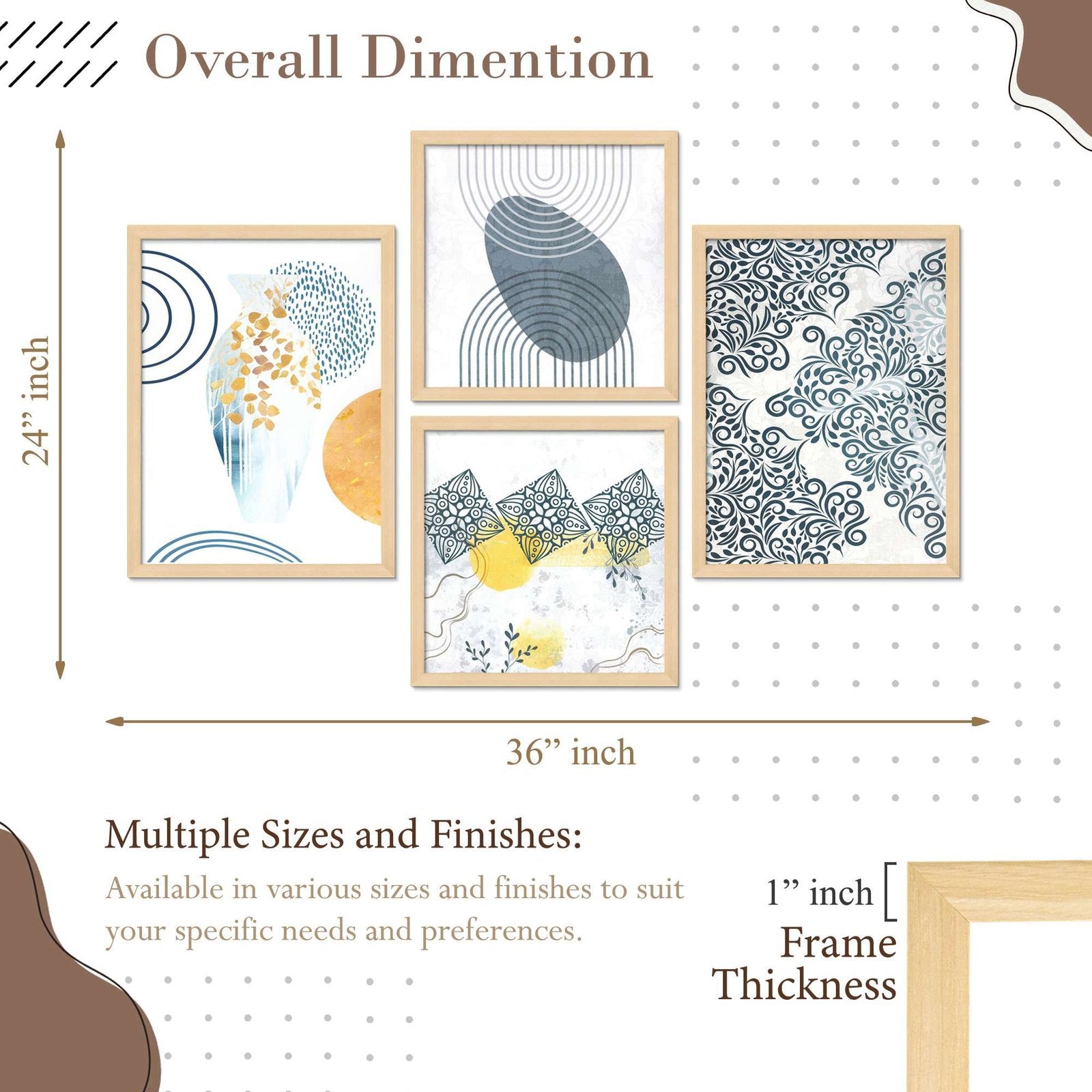 SET OF 4 DIGITAL WALL PAINTING