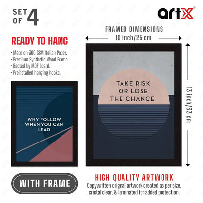 ArtX Paper Famous Motivational Quotes AXF00171-MOT Framed Posters Set of 4