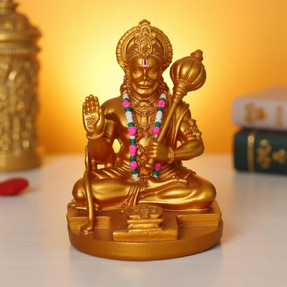 Unovate Resin Hanuman Idol for Car Dashboard Gold 10 Cm,8 Cm