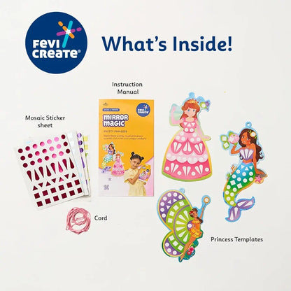 Fevicreate Stick-n-Create Mirror Magic Pretty Princess Kit | Sparkly Stickers | Princess Templates | Travel Friendly | Boosts Creativity | Screen-Free Play | Gifting | Ages 3 +