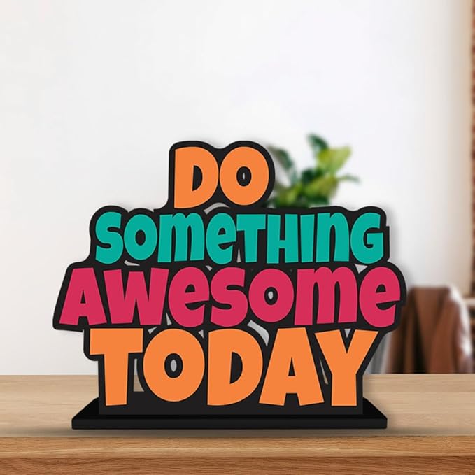 Art Vibes Wooden Idols & Figurine Do Something Awesome Today Positive Quotes Table Decor for Office Desk Alphabet Showpiece