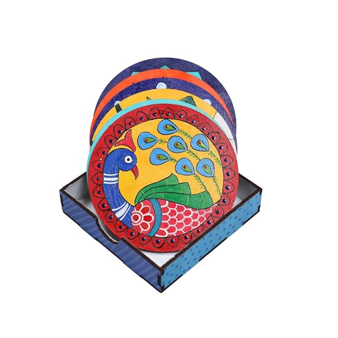 Hobby India Mandala Coaster Diy Painting Kit | Arts & Crafts Set for Kids & Adults (Ages 5+) | Includes Acrylic Paints & Brush