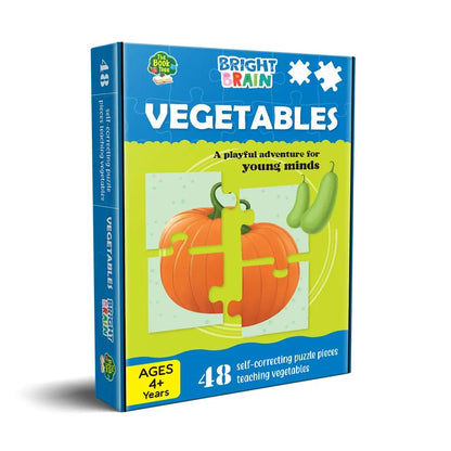 The Book Tree Bright Brain Vegetables 48 Piece Jigsaw Puzzle for Preschoolers, Educational Toy for Learning Animals Family Food, Gifts for Kids Ages 3 to 6 by Majestic Book Club
