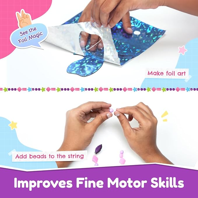 Bloomingo Art & Craft Kit - Mermaid Dreamcatcher | Diy Dream Catcher Kit for Kids | Themed Dream Catcher With Fun Foil Stickers