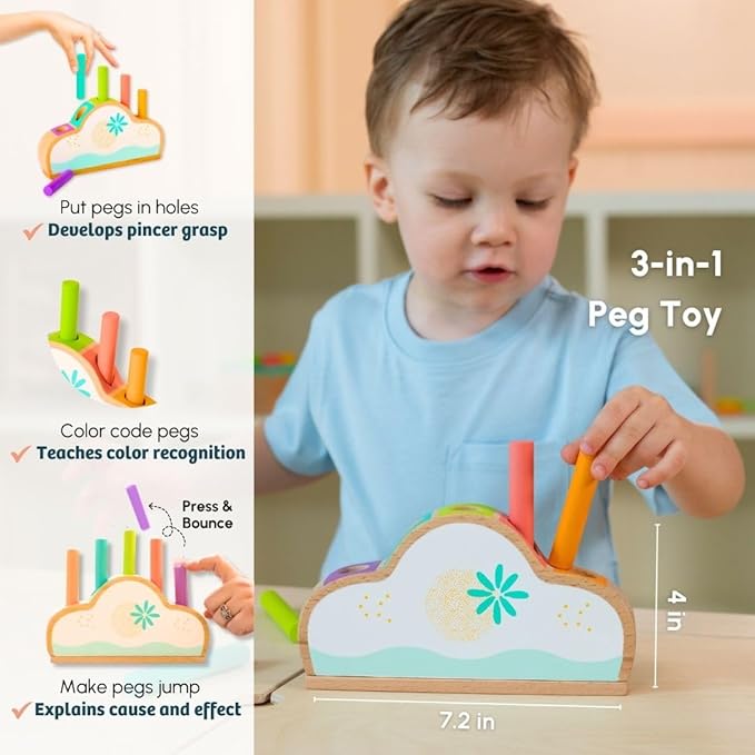 Curious Cub Montessori Learning Wooden Toys Box 6 | Problem Solving, Builds Hand-eye Coordination | Brain Development Activities