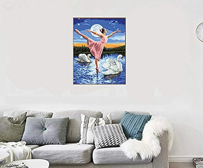 HASTHIP Wood Diy Oil Painting - Paint By Numbers For Kids And Adults Beginners Kits With Brushes .