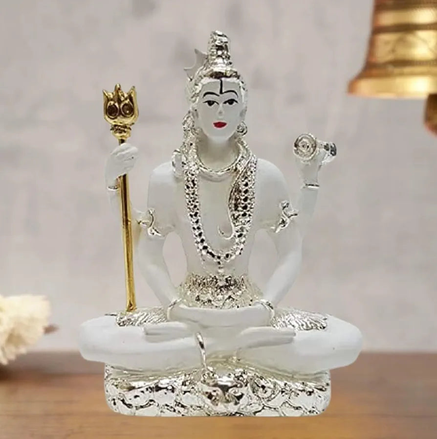 Gold Art India Resin Lord Shiva Idol White
