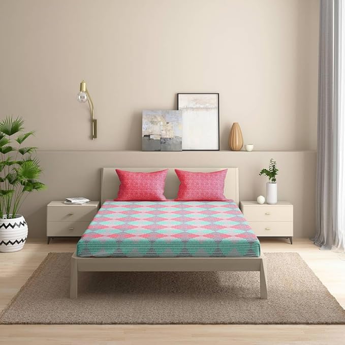 Wakefit Bedsheet For King Size Bedsheet King Size Bed 2 Pillow Covers Elastic Sheet Emerge Multicolor
