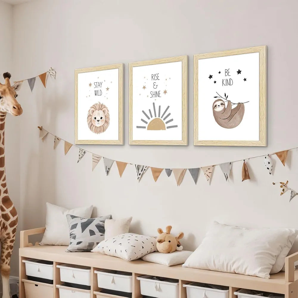 ArtX Wall Paintings Animals-03 Kids Room Wall Frame Kids Room Set Of 6