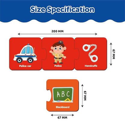 Mini Leaves Profession 3 Piece Wooden Puzzle Set of 5 Matching Puzzle | Montessori Early Educational Pre School Puzzle Toys for Kids