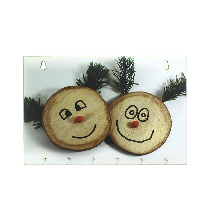 Ecraftindia Smilie Theme Wooden Key Holder With 6 Hooks
